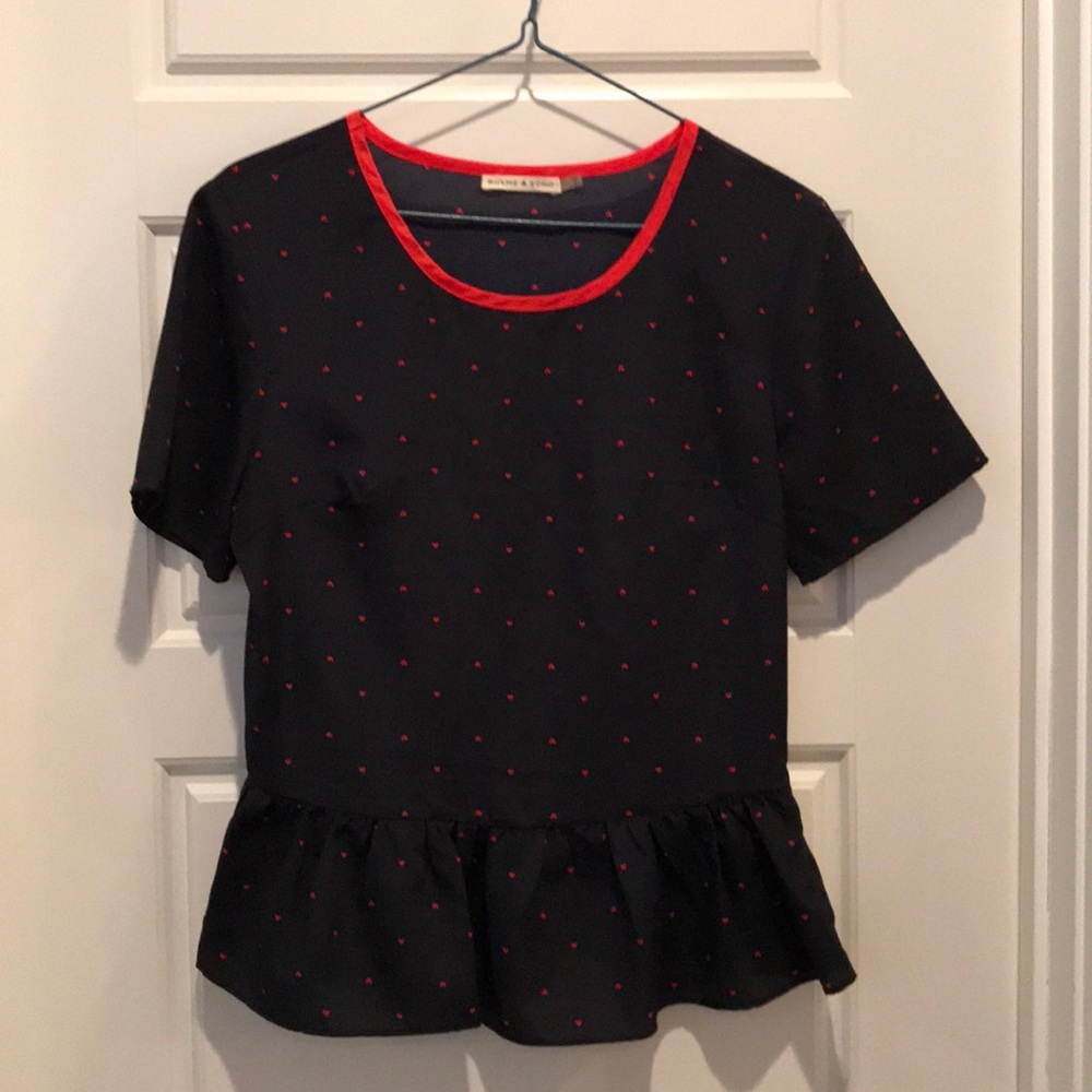 Navy Blue Peplum Top